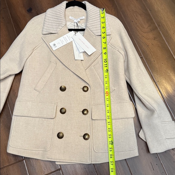 Veronica Beard Cream Peacoat with Ribbed Collar - Picture 3 of 4